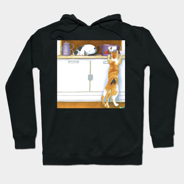 Cat Design- Stealing food from counter Hoodie by Eternal Experience